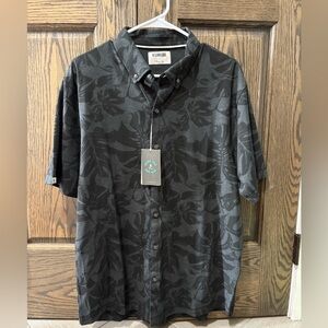 Linksoul Men's Black Patterned Short Sleeve Shirt